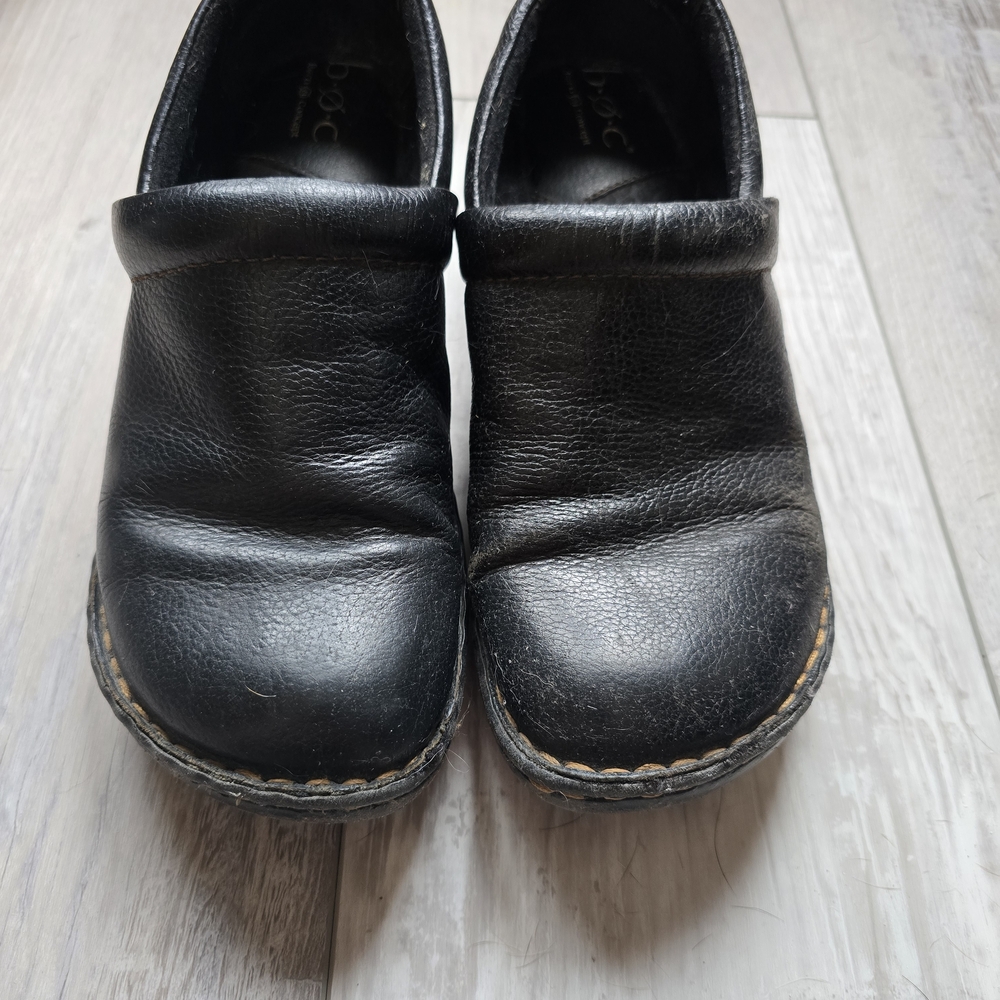 b.o.c. Black Leather Mules